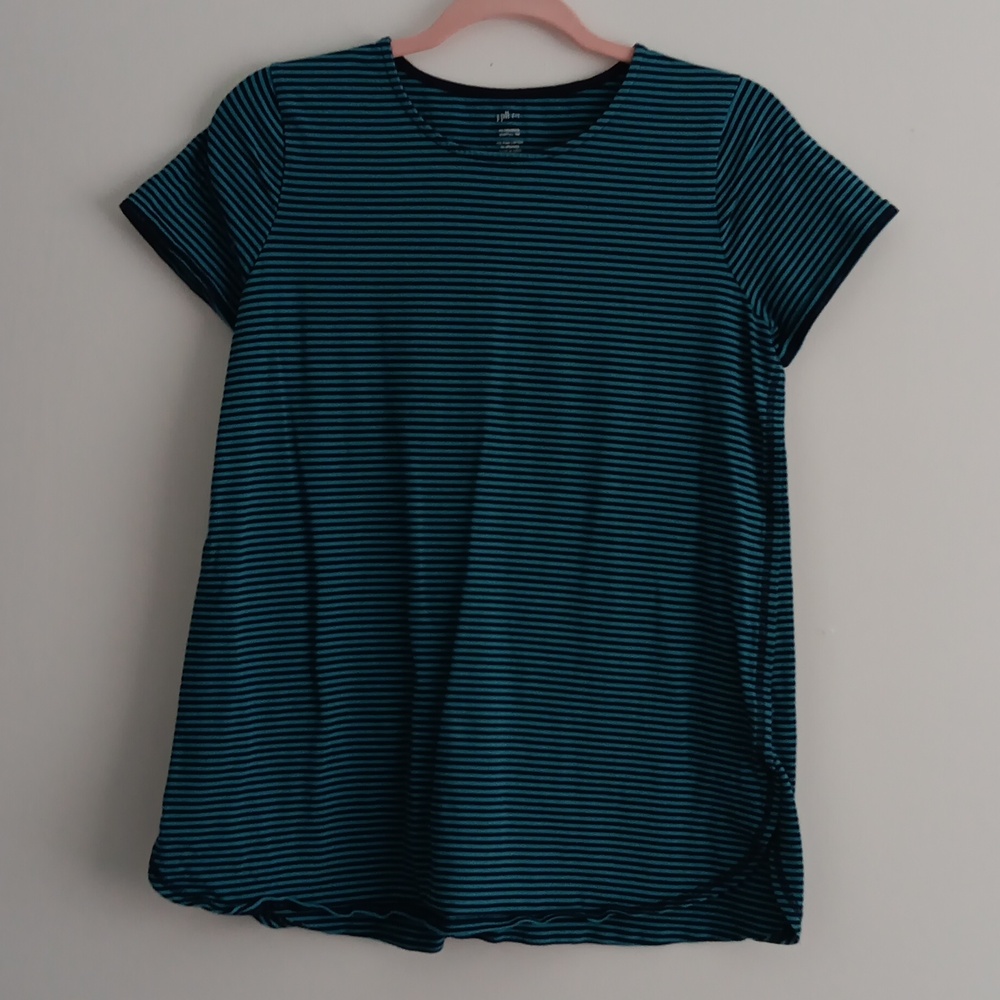 J.Jill Fit Progress Striped Print Shirtal Tee #2153